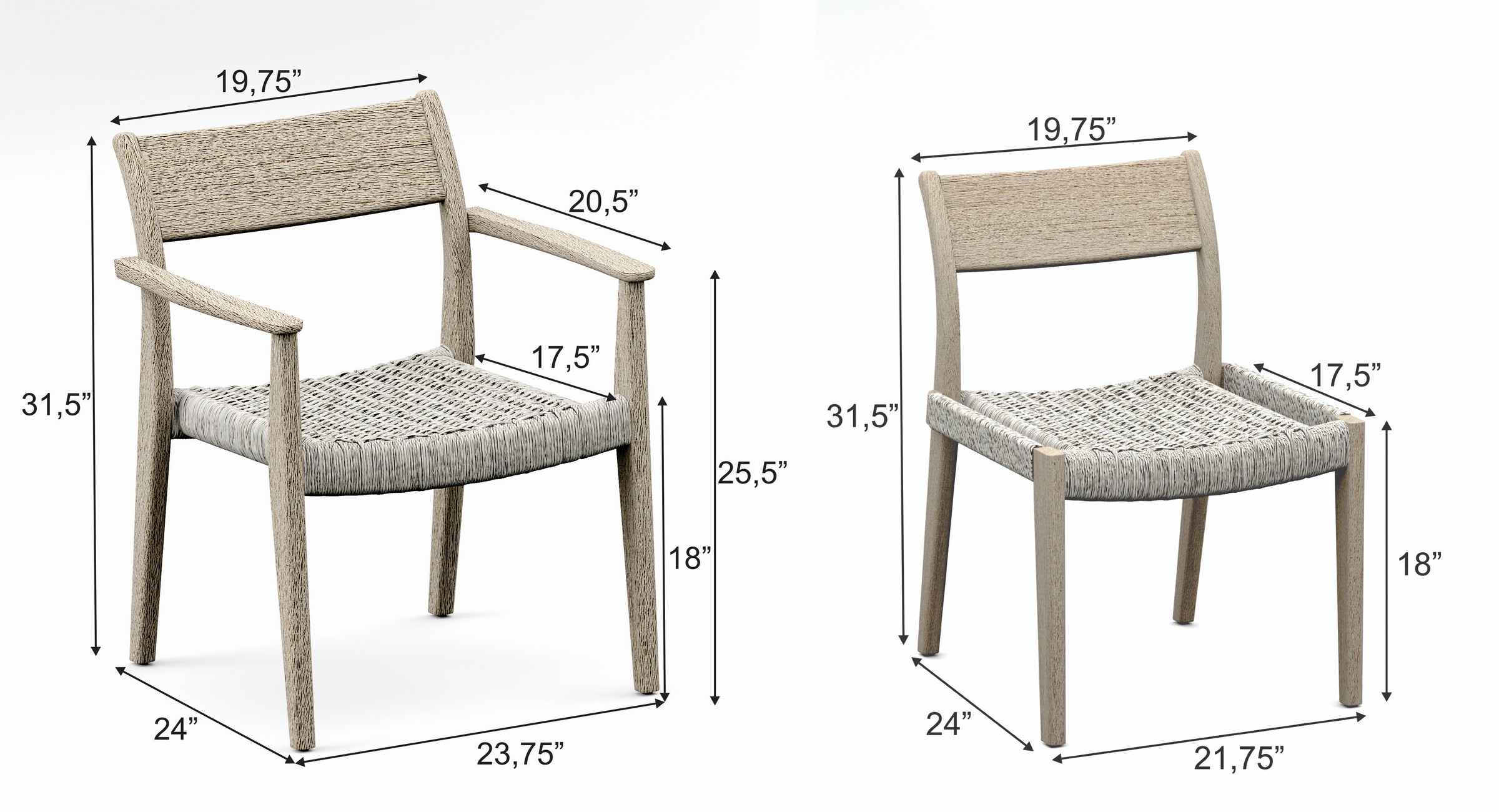 AmiloWT Dining Chair (Weathered Teak)